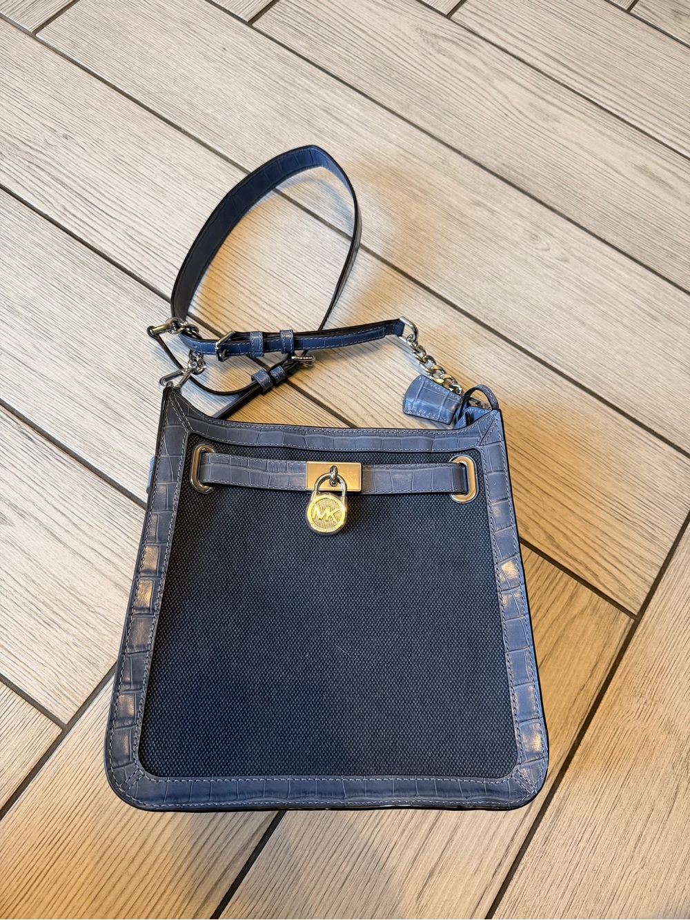 Michael Kors Hamilton Canvas and Leather Messenger Crossbody Bag
